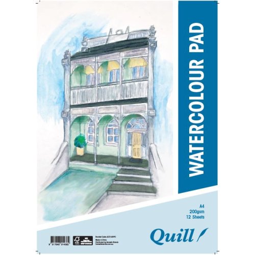 Watercolour Pad Quill A4 200gsm 12PG Skout Office Supplies