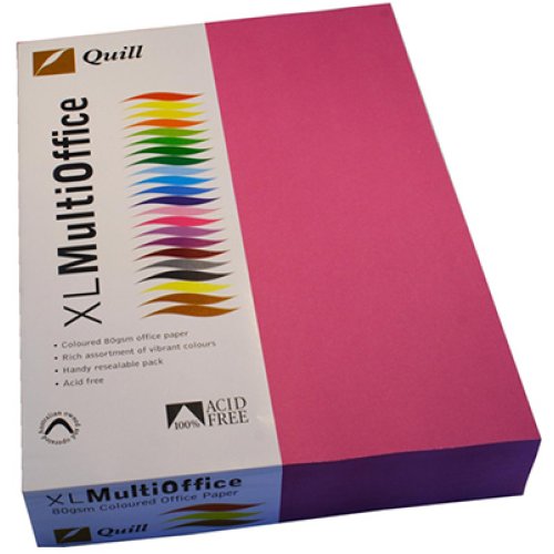 Copy Paper Quill A4 XL Fluoro Pink 80gsm (Ream) Skout Office Supplies