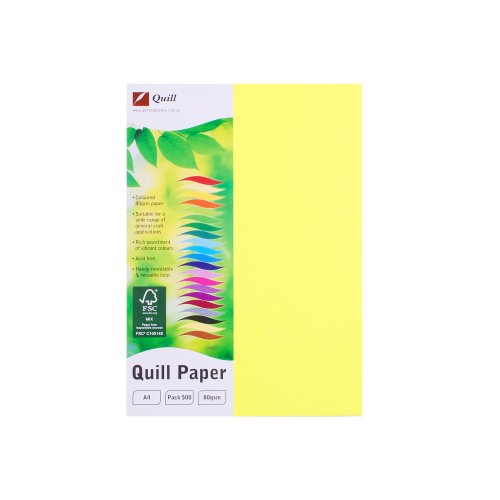 Copy Paper Quill A4 XL Fluoro Yellow 80gsm (Ream) Skout Office Supplies