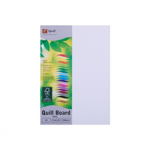 Quill Board A4 200gsm White Pack of 50 Skout Office Supplies