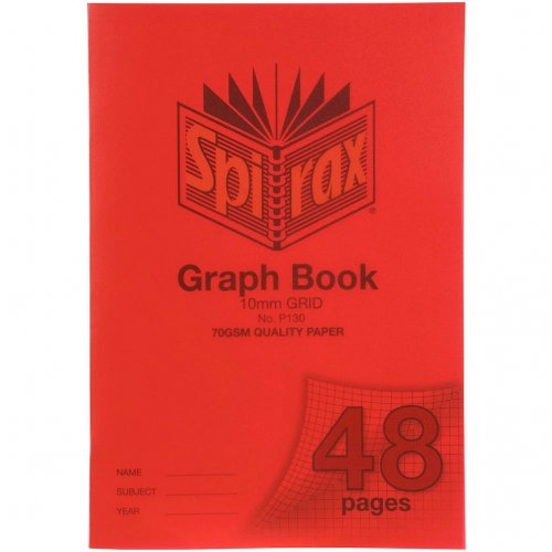 Graph Book - Spirax - P130 - A4 - 10mm Grid - Red Cover - 48 Page ...