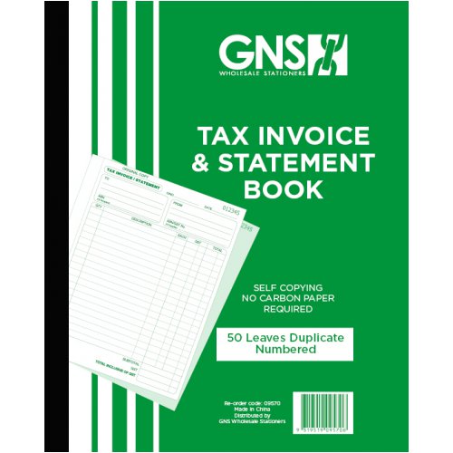 Invoice/Statement Book - GNS - 9570 - Duplicate C/less - 10x8 - 50lf ...
