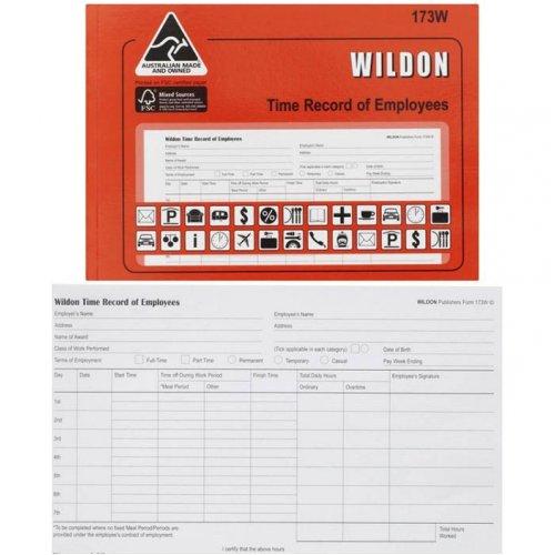 Time Record Book - Wildon - 173 - Record of Employees | Skout Office ...