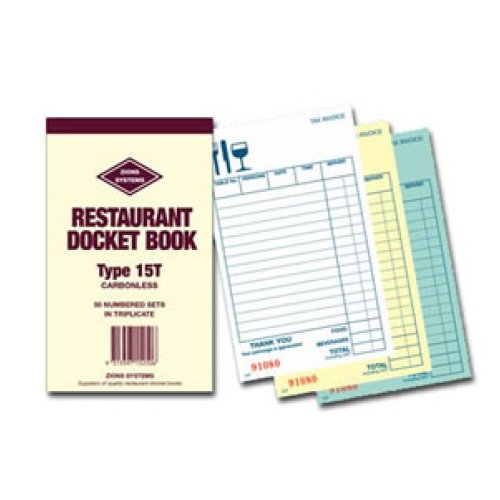 Restaurant Docket Book - Zions - 15T - Triplicate Carbonless - 165x95mm ...