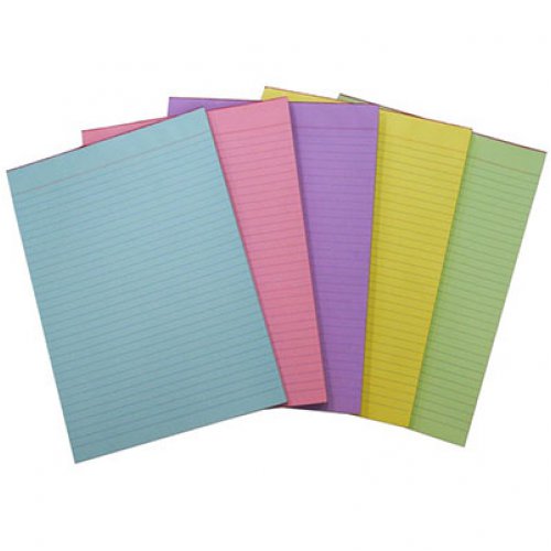 Notepads Quill A4 Bank Ruled Assorted 70lf 50gsm 5 Pack