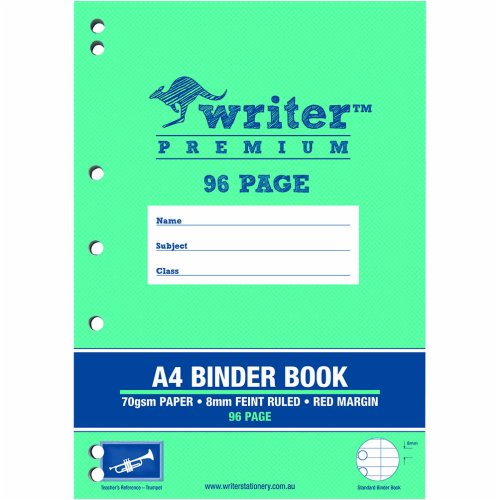Binder Book Writer Premium A4 8mm Ruled + Margin Trumpet 96pg