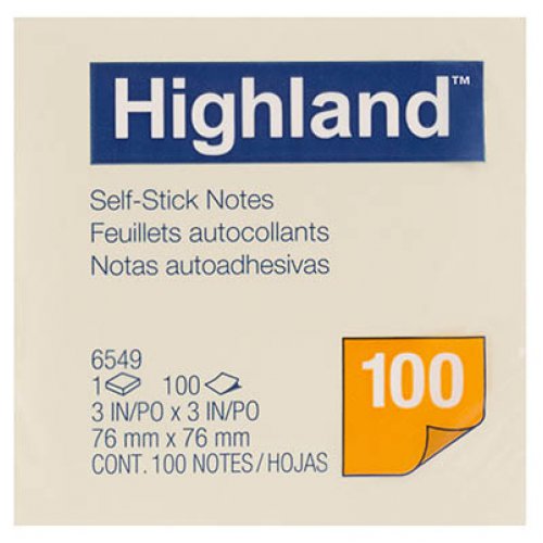 Post it Note Highland 76x76mm Yellow Skout Office Supplies