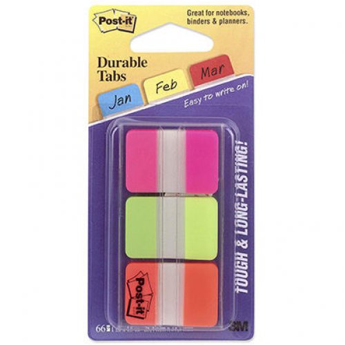 Postit Durable Index Tab 686PGO Pink/Green/Orange Pack of 66