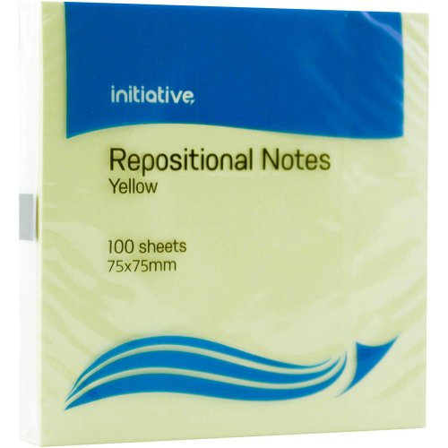 Initiative - Repositional Notes - 75mm x 75mm - Yellow - Pack of 12 ...