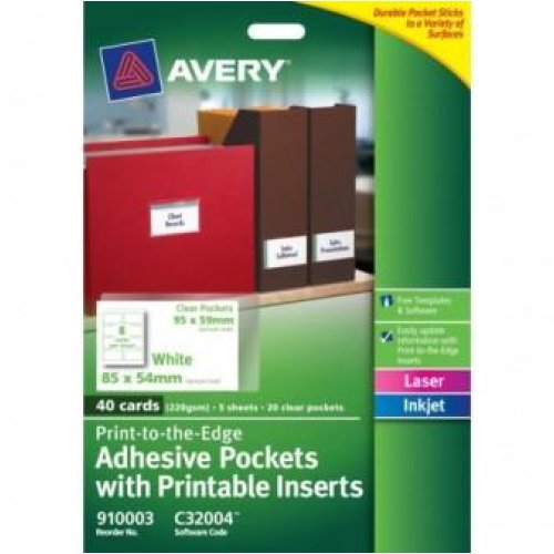 Label Avery 8up Adhesive Pockets with Printable Inserts (5 Sheets