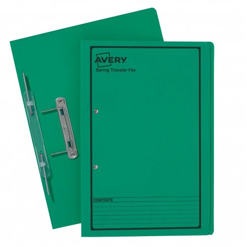 Spring Transfer File - Avery - Foolscap - Green Printed Black - Box of ...