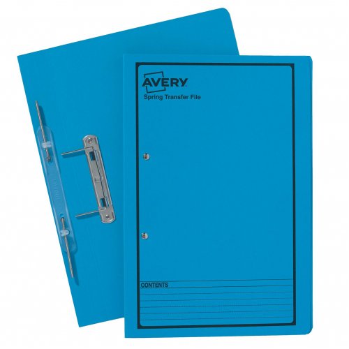 Spring Transfer File - Avery - Foolscap - Blue Printed Black - Box of ...