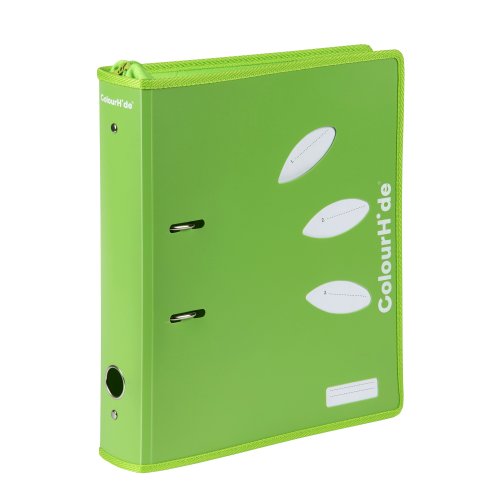 Lever Arch File Colourhide A4 70mm Zipper Green Skout