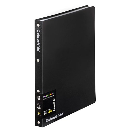 Display Book Colourhide A4 Refillable 40 Pocket Black Skout