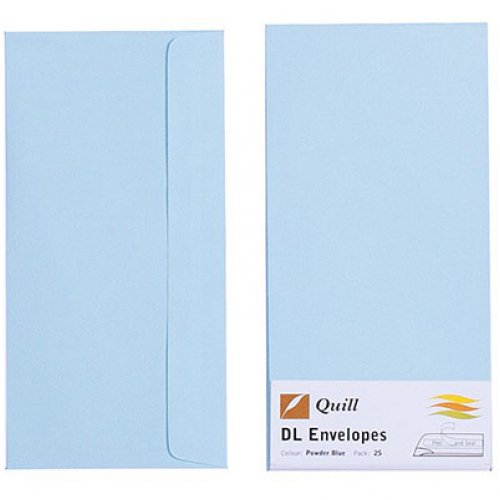 Envelopes Quill DL 80gsm Powder Blue Pack of 25 Skout