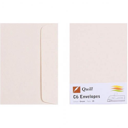 Envelopes Quill C6 80gsm Cream Pack of 25 Skout Office Supplies