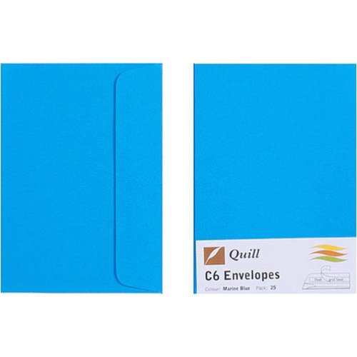 Envelopes Quill C6 80gsm Marine Blue Pack of 25 Skout