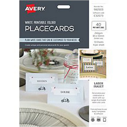 Avery Printable Folded Placecards 85x50mm C32073 (10 Sheets) | Skout ...