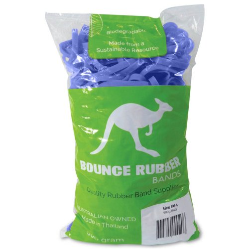 Rubber Bands Bounce Blue Size 64 500gm Skout Office Supplies