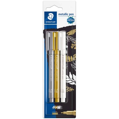 Metallic Marker Staedtler White Gold Silver Pack of