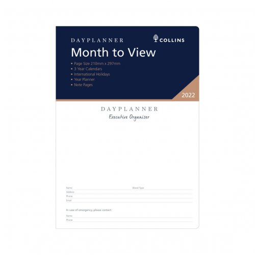 Dayplanner Refill 2022 Debden A4 Executive 4 Ring Month To View Skout