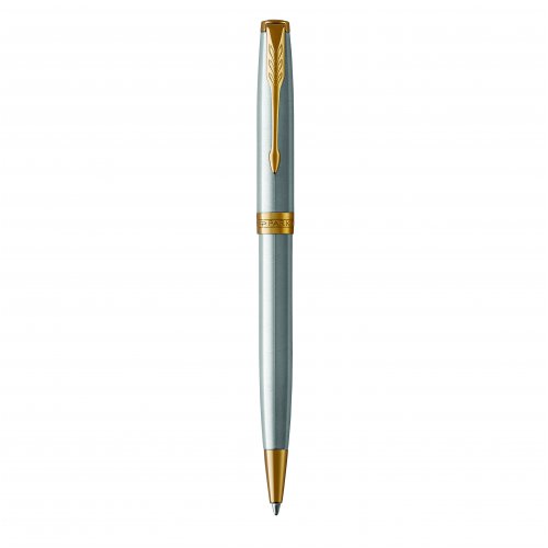 Ballpoint Pen - Parker - Sonnet - Stainless Steel - Gold Trim | Skout ...