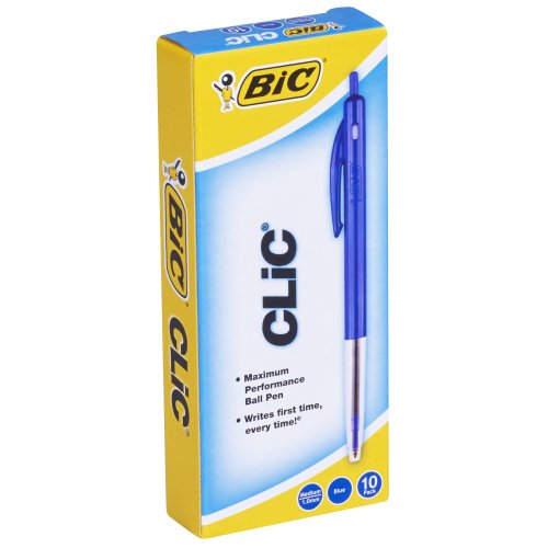Ballpoint Pen Bic Clic Retractable Medium Blue Skout