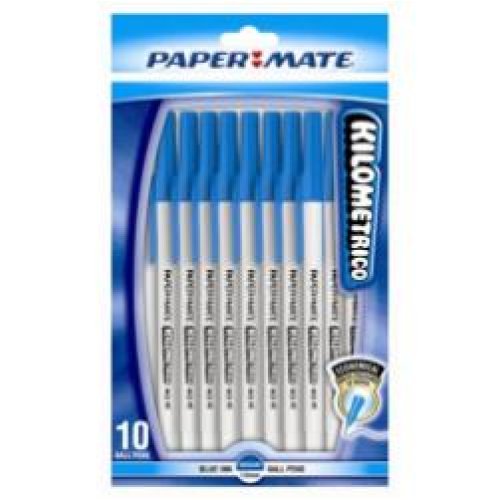 Ballpoint Pen Papermate Kilometrico Medium Blue 10 Pack