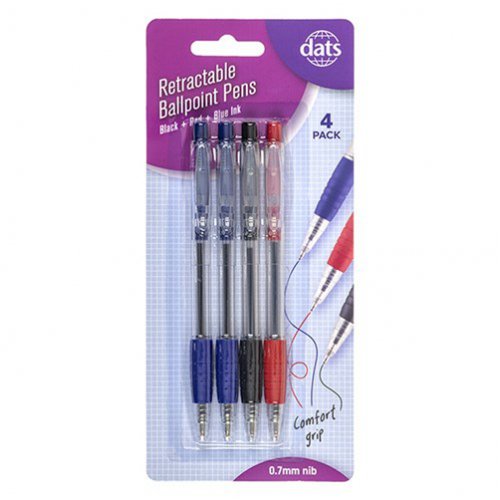 Ballpoint Pen - Dats - Retractable - Pack of 4 | Skout Office Supplies