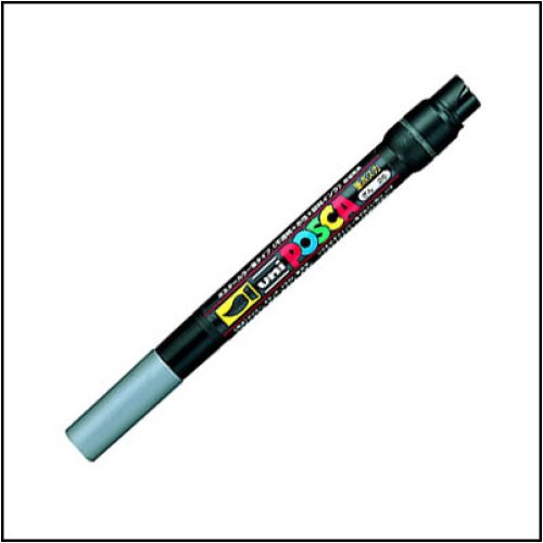 Paint Marker Uni Posca Brush Tip Silver Skout Office Supplies