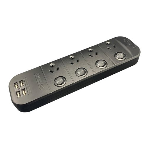 Jackson Rapid Charge 30W Dual USB-C 4 Outlet Powerboard (Black)