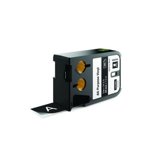 Label Tape Dymo 24mm Xtl All Purpose Vinyl White On Black Skout Office Supplies