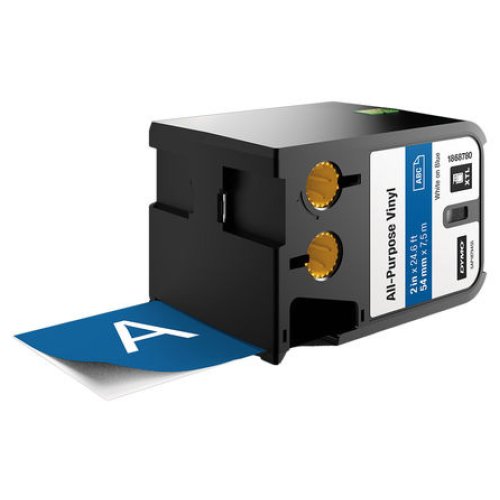 Label Tape Dymo XTL All Purpose Vinyl 54mm White On Blue Skout Office Supplies