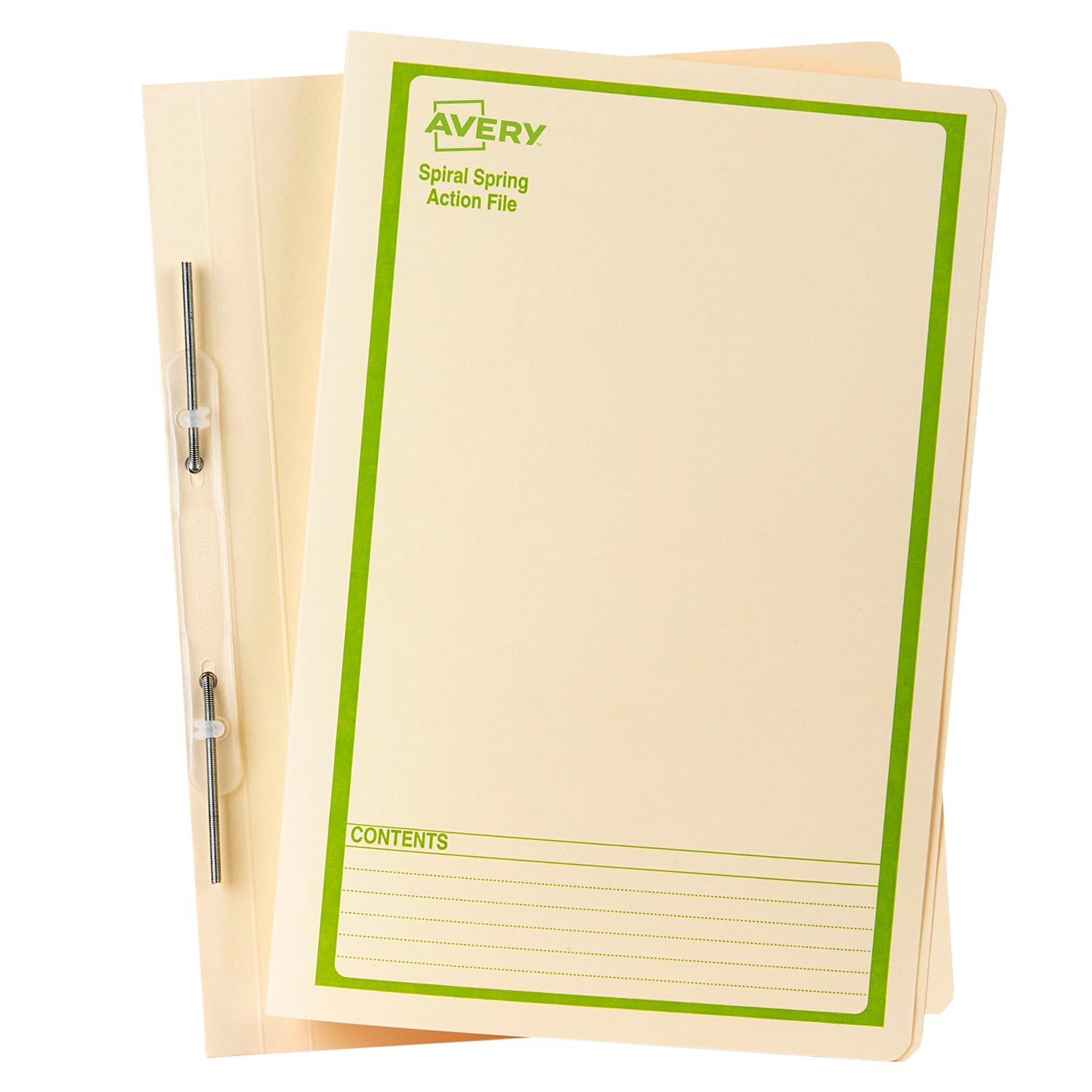 Spiral Spring File - Avery - FC - Buff printed Green - Box of 25 ...