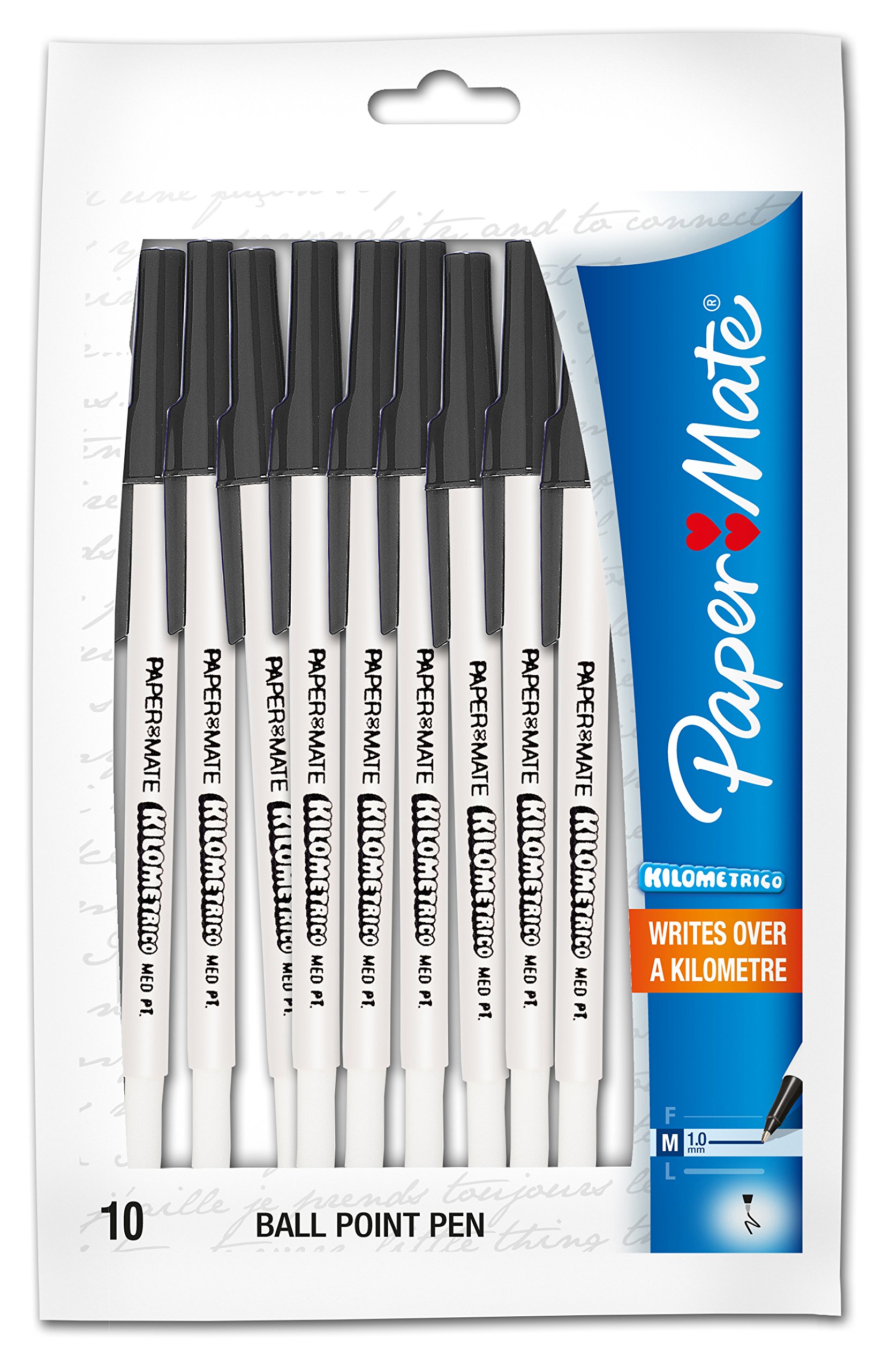 Ballpoint Pen Papermate Kilometrico Medium Black 10 Pack